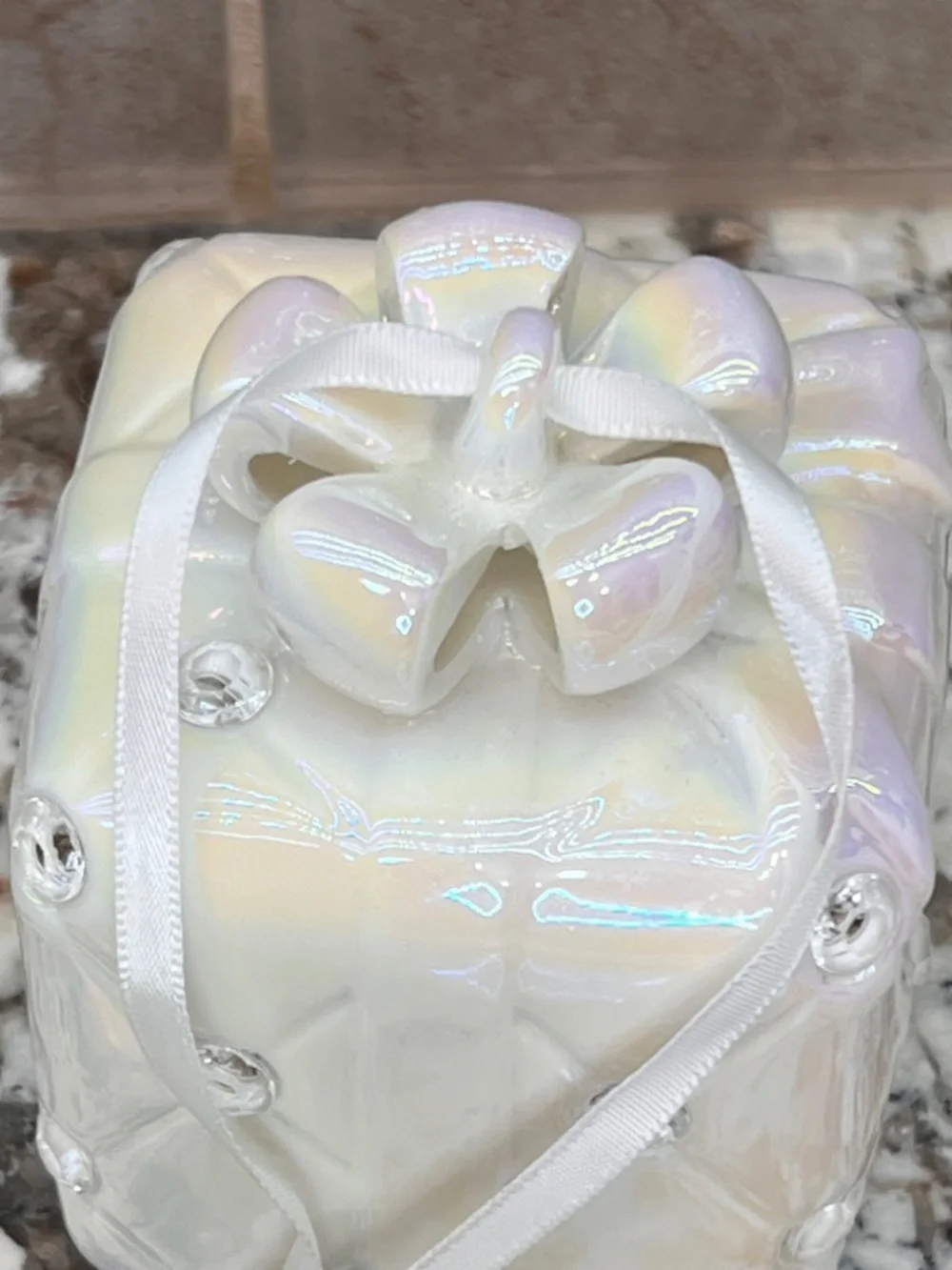 Porcelain gift box Christmas ornament glazed finish changing light colors